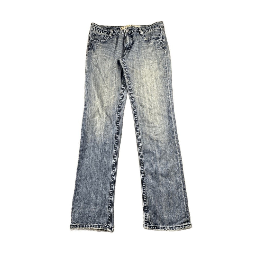 Seven7 Jeans Women 32 Blue Skinny Embroidered Denim Back Pockets Boho Western